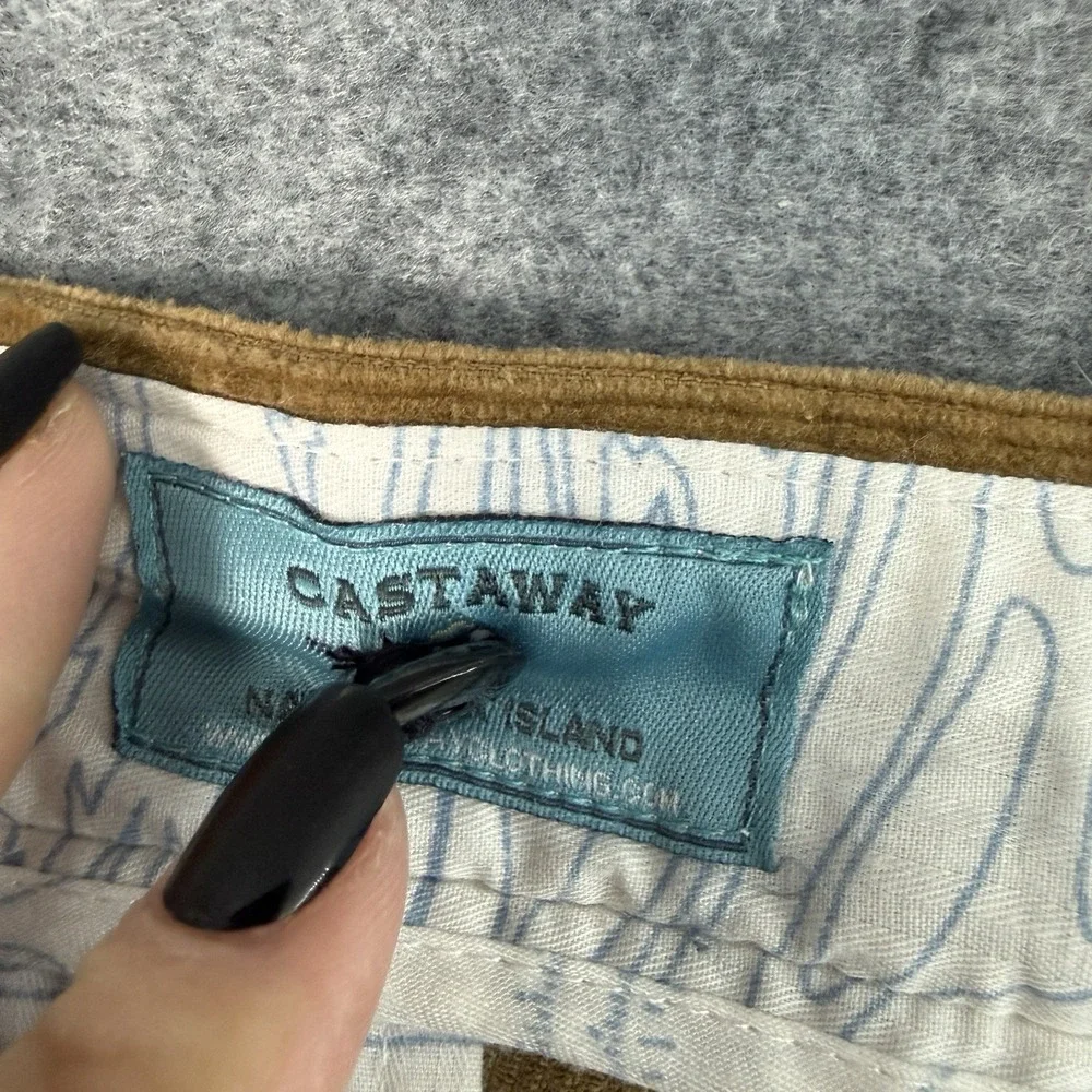 Castaway Nantucket Island Mens 42x30 Brown Tan Pinwale Corduroy Pants‎ Preppy